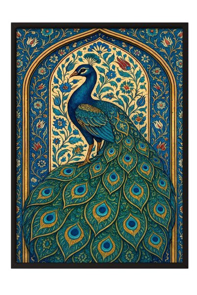 Postifull Tavus Kuşu Motifli Duvar Sanatı Poster – Siyah Çerçeveli Tablo NO:1...
