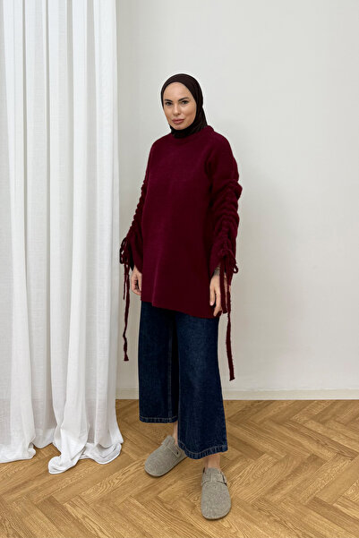 Melike Tatar Pulover tricotat cu mâneci legate 80-8426