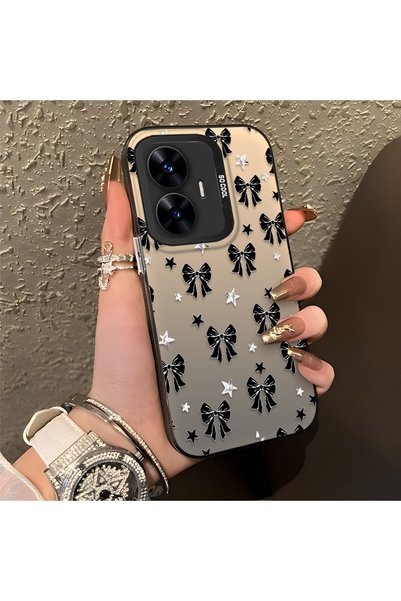 CHICASELUX حافظة متوافقة مع هاتف Realme C55، مزودة بفيونكة سوداء أنيقة، مطبوع...