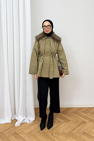 Melike Tatar Kürk Yaka Trench 75-8071