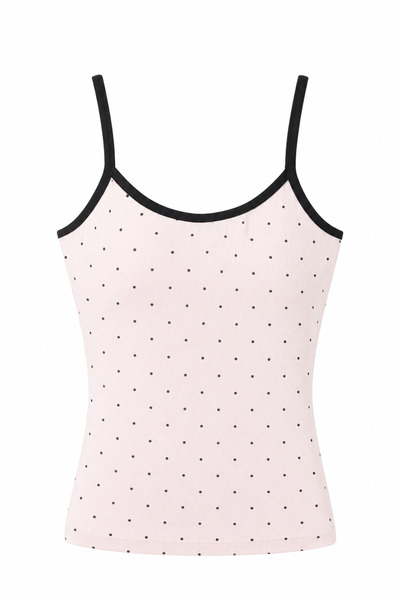 TUBİA Women's Powder Pink Polka Dot Printed Tank Top