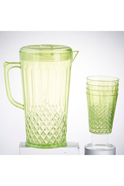 OEM Set 4 pahare 300 ml și carafă 2200 ml, plastic, design elegant, ideal pentru suc, apă sau limonadă, SHYE-5399-4