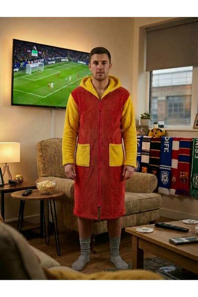 aydenahome Wellsoft Kapşonlu Fermuarlı Tv Battaniyesi Unisex Oversize -SARI-K...