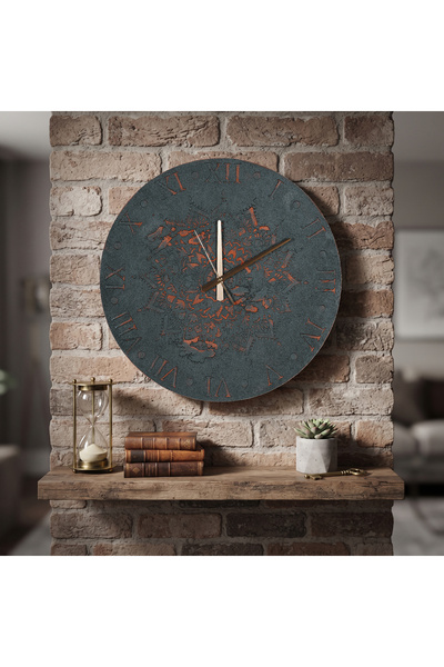 ModdoCon 60 cm Mandala Desenli, Eskitme, Modern Tasarım Duvar Saati