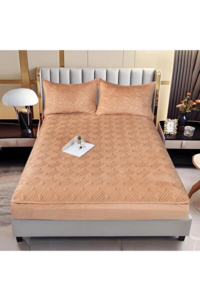 Truva Home Husa de Pat Catifea Tip Topper Matlasată | 140x200 cm | Cu Elastic...