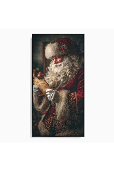 Luxcanva Tablou Canvas Mos Craciun Citind Scrisoarea 50x100 cm cu Rama Negru ...