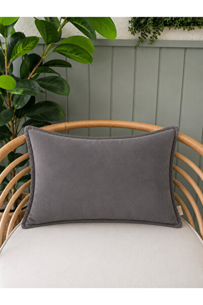 Decamor home Pearl Velvet Textured Smoked Gray Cushion Cover