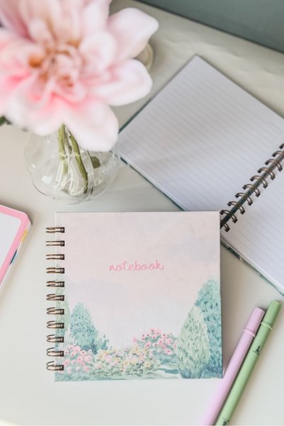 Martius Art 15X15 cm Set of 2 Cardboard Cover Spiral Notepad / School Notebook / Squared / Lined Pastel Dreams Series