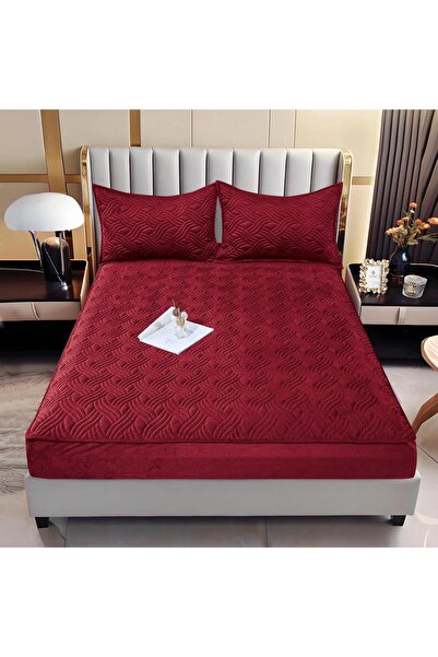 Truva Home Husa de Pat Catifea Tip Topper Matlasată | 140x200 cm | Cu Elastic...
