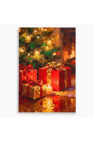 Luxcanva Tablou Canvas Cadouri De Craciun 70x100 cm pe Sasiu Lemn Lumini Ajun...