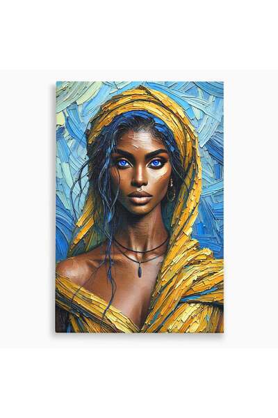 Luxcanva Tablou Canvas Enigma Ochilor Albastri 100x150 cm pe Sasiu Lemn Portr...