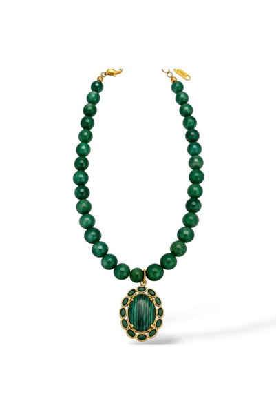 neslyaccessories Emerald Green Faceted Natural Stone Necklace