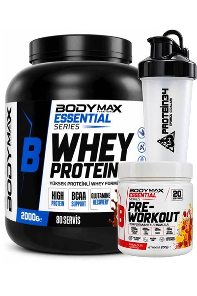 BODYMAX Whey Protein 2000 Gr Çikolata Aromalı + Pre-Workout 200 Gr Limon Çile...