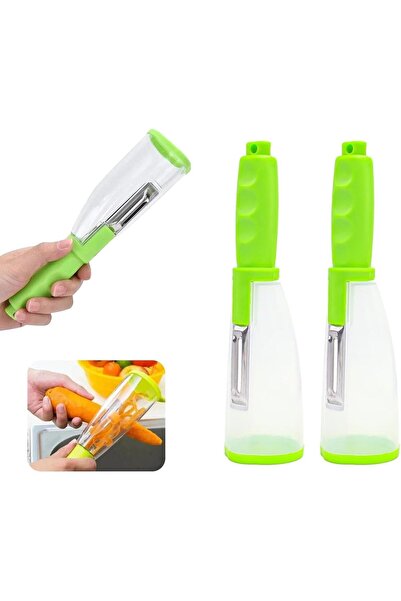 Arabest 2 Pcs Green Peeler Set with Oval Storage Box,Stainless Steel I-Shaped...
