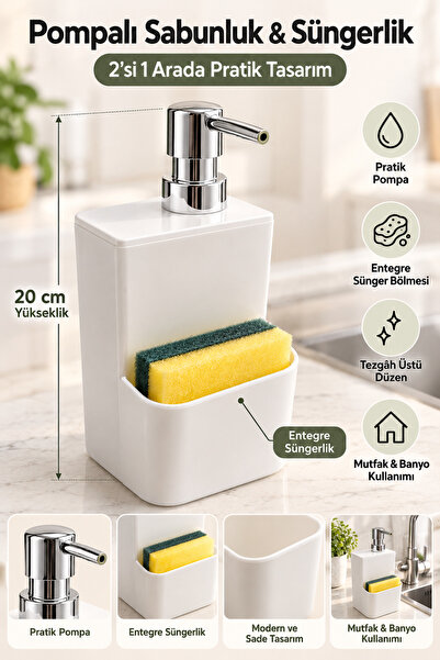 DOVİHOME 2 u 1 dozator sapuna i držač sunđera – organizator za kuhinju i kupa...