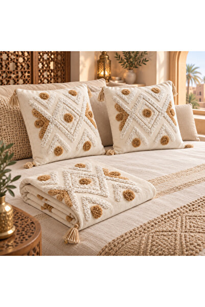 ShinyFlower Luxury Tufted Bed Runner & Cushion 3-Piece Set | Raised Tufted Ta...