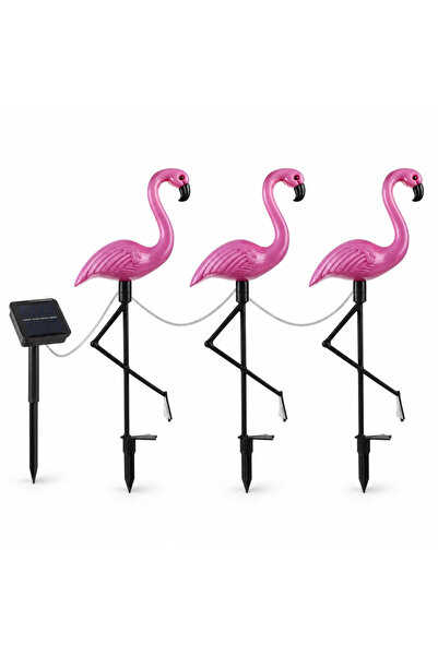 varioshop 3-Pack Flamingo Solar Garden Lights, Auto On, 6 LEDs, White Light, ...