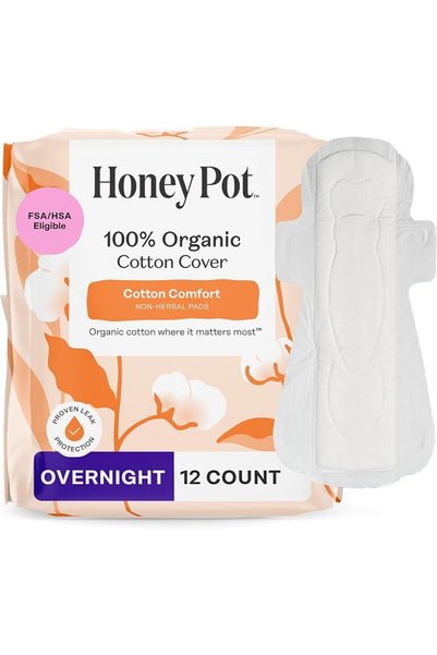 The Honey Pot Company فوط صحية ليلية غير عشبية للنساء - غطاء من القطن العضوي ...