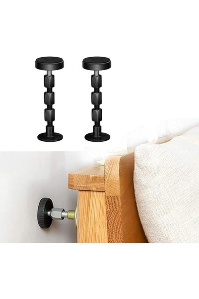 ALMEKAQUZ 2PCS Black Adjustable Bed Frame Anti-Shake Tool, Headboard Stoppers...