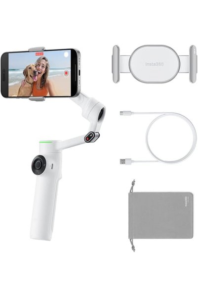 Insta360 Flow 2 Pro White - Foldable AI Phone Gimbal, Track in 200+ Apps with...