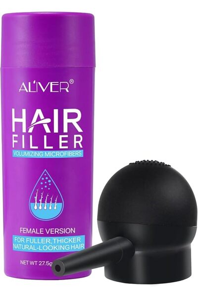 aliverystore أليفر ألياف تكثيف الشعر السوداء للنساء، 27.5 جرام مسحوق، لتغطية ...