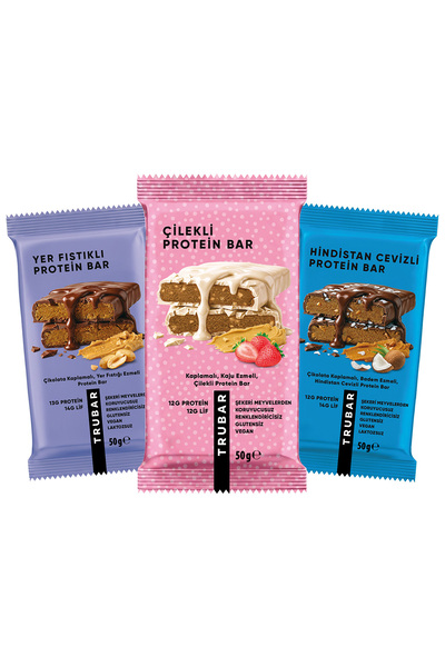 Trubar Deneme Paketi 50 g x 3 Adet (Çilekli, Yer Fıstıklı, Hindistan Cevizli)