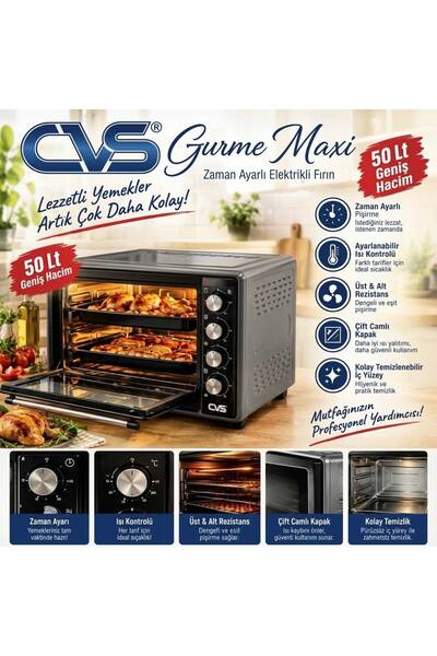 DN 3908 Gurme Maxi 50 Lt Zaman Ayarlı Mini / Fırın - Kırmızı