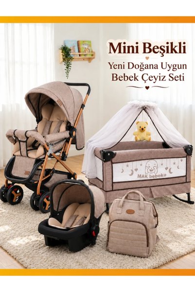 modabebekler Travel Sistem Bebek Arabası Puset Mini Beşikli Yeni Doğana Uygun Bebek Çeyiz Seti Anne Bakım Çantası