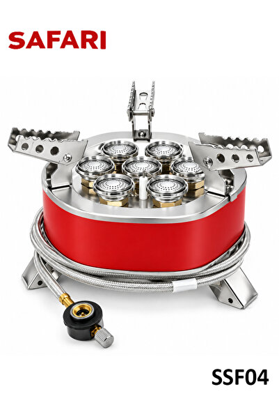 Safari SSF04 Portable Gas Camping Stove, 7 Burners, 3KW High Heat, Foldable S...