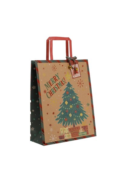 DD SHOP Sacosa Cadou de Craciun Brad Impodobit cu Margini din Folie Rosie 26x...