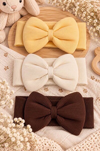 Pico Baby Baby Girl & Child Bowknot Double Layer Bandana Set of 3 (Yellow/Cre...