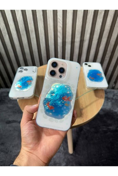 OLEA AKSESUAR 15 Pro Compatible (Internally Printed) Shiny Patterned Soft Transparent Stylish Phone Case with Shiny Sides