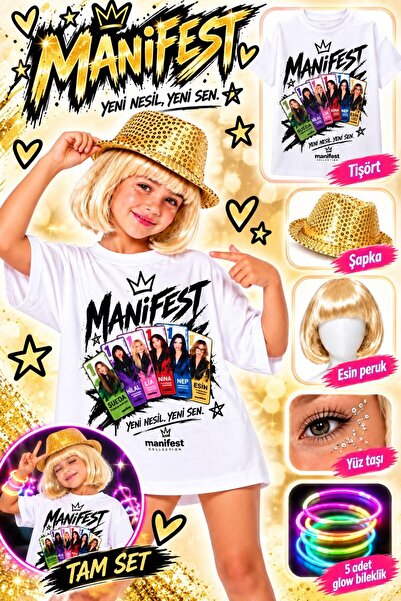 bemora kids Set de tricouri Manifest, perucă Manifest Easin galbenă + mască +...