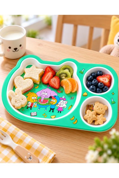 ARVALE Kral Şakir Temalı 29 cm Bölmeli Çocuk Mama Tabağı – 3 Gözlü Desenli Ka...