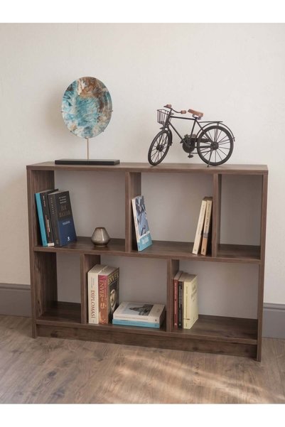 GaniHome Linea Vista Modern Kitaplık Çok Amaçlı Raflı Dosya ve Kitap Rafı Ahşap