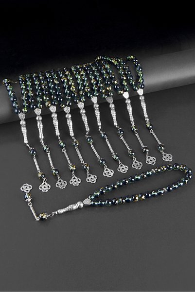 Öyküm accesory 10 Pieces Round Model Natural Stone Glass Prayer Beads Set, Gift Prayer Beads, Wholesale Prayer Beads, Men's Prayer Beads
