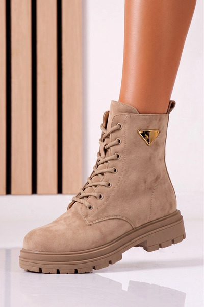 Zaira Ghete dama îmblanite khaki din piele ecologica intoarsa Everly #30668 - 39
