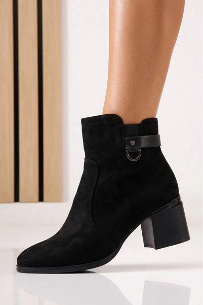 Zaira Botine dama vatuite negre din piele ecologica intoarsa Lucile #30549 - 40