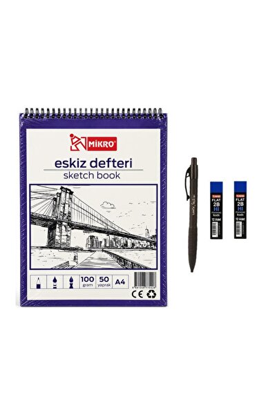 Umix Eskiz Versatil Kalem 1.8 x 0.9 Mm Siyah + Mikro A4 50 Yaprak 100 gr Eski...