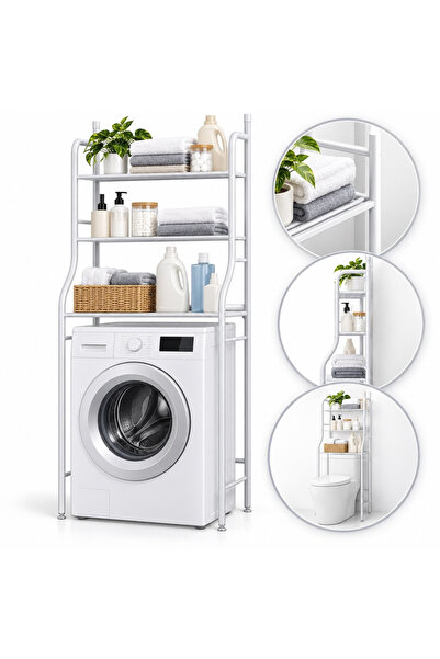 varioshop Τριώροφη Ραφιέρα Μπάνιου για Πάνω από την Τουαλέτα/Πλυντήριο, Σταθε...