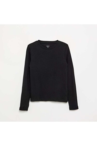 KIABI Basic Ribbed T-Shirt Black