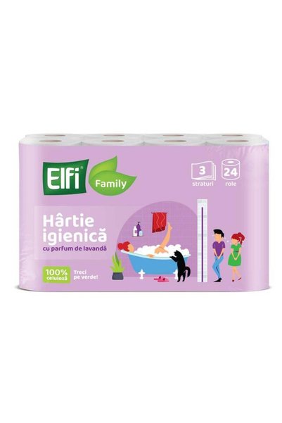 N-A Hartie Igienica Elfi Family Lavanda 24 Role 3 Straturi 120 Foi