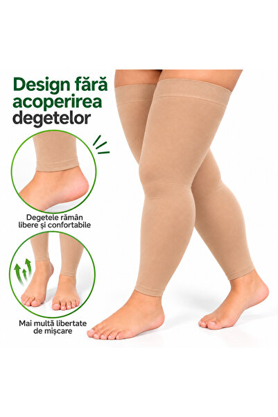 zenifique Ciorapi compresivi Zenifique, 20-30 mmHg, fără vârf, bandă antialunecare din silicon, 1 pereche, mărimi de la S la 4XL, bej