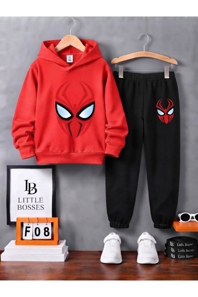 LB little bosses طقم بدلة رياضية شتوية للأطفال للجنسين (قناع العنكبوت)
