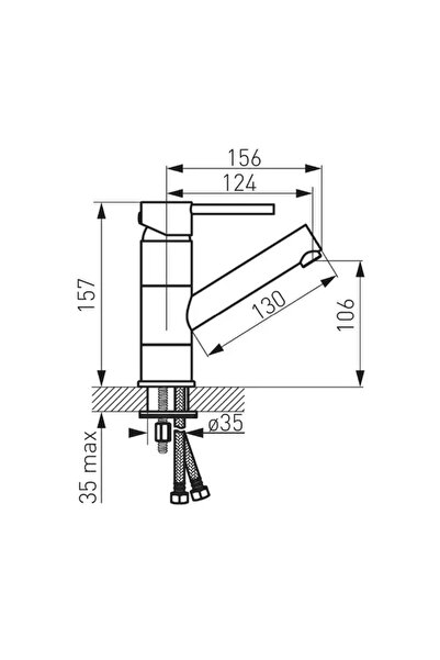 Vivis Baterie pentru lavoar cu robinet flexibil FLUSSO, cu ventil click-clack...