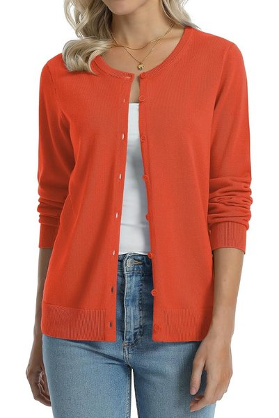 GENERAL QUALFORT Women's 100% Cotton Lightweight Cardigans Long Sleeve Knitte...
