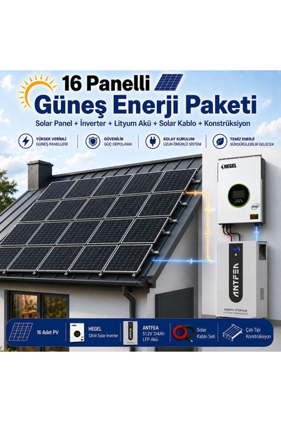 Hegel 16 Panelli 12 Kw Güneş Enerji Sistemi 16 Kwh Depolama