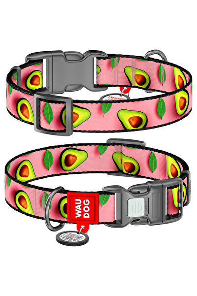 WAUDOG Zgardă de câine din nailon QR, "Pink Avocado", M, 28-40 cm, 20 mm