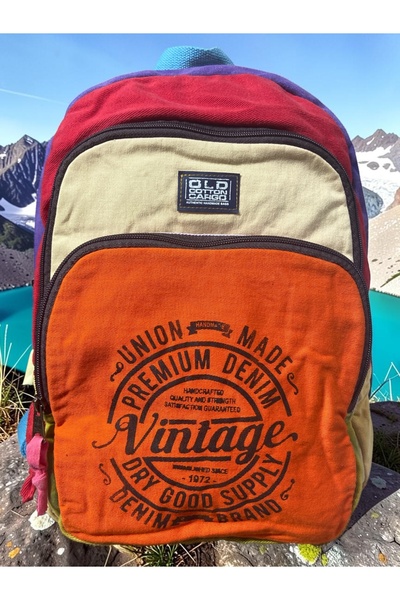 Old Cotton Quality Colorful Vintage Casual Design Backpack Travel School Trav...