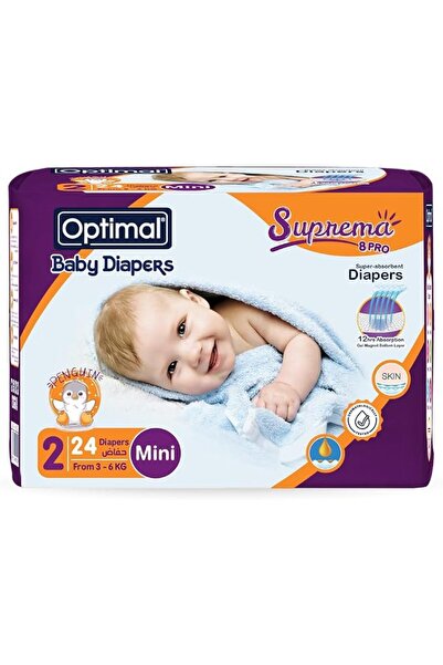 Optimaline حفاضات أطفال أوبتيمال، مقاس 2 ميني، 3-6 كجم، 24 قطعة، خالية من الل...